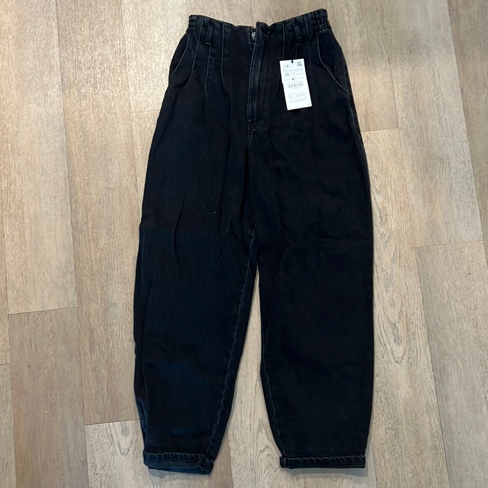 Zara High Waisted Black Baggy Pants